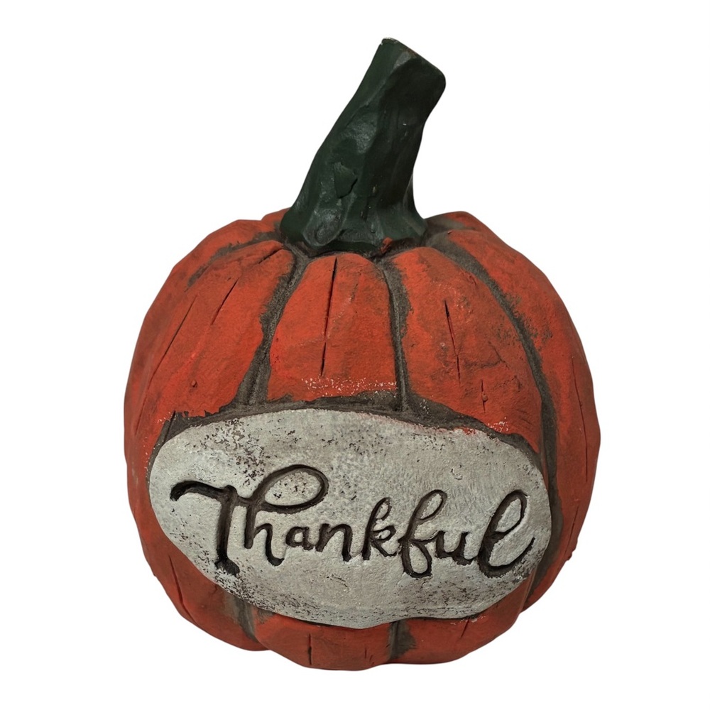 DECORATIVE RUSTIC PUMPKIN ORNAMENT THANKFUL THANKSGIVING FALL DECOR